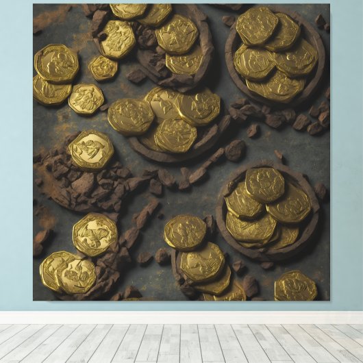 Coins of Treasure Island Canvas Afdruk (Insitu (Houten vloer))
