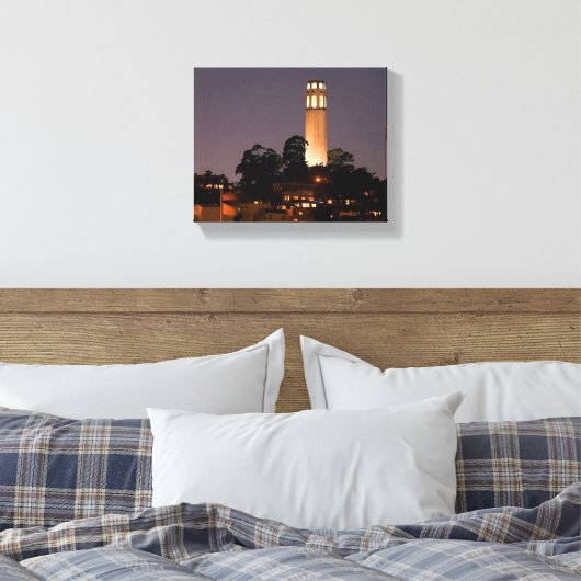 Coit Tower bij nacht Canvas Afdruk (Insitu (Slaapkamer))