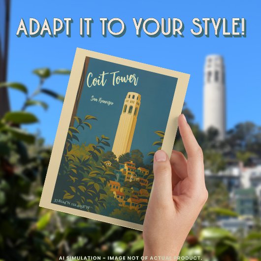Coit Tower op Telegraph Hill, San Francisco Reizen Briefkaart