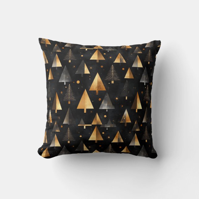 Cojín Black and Gold Trees Decorative Modern Kussen (Voorkant)