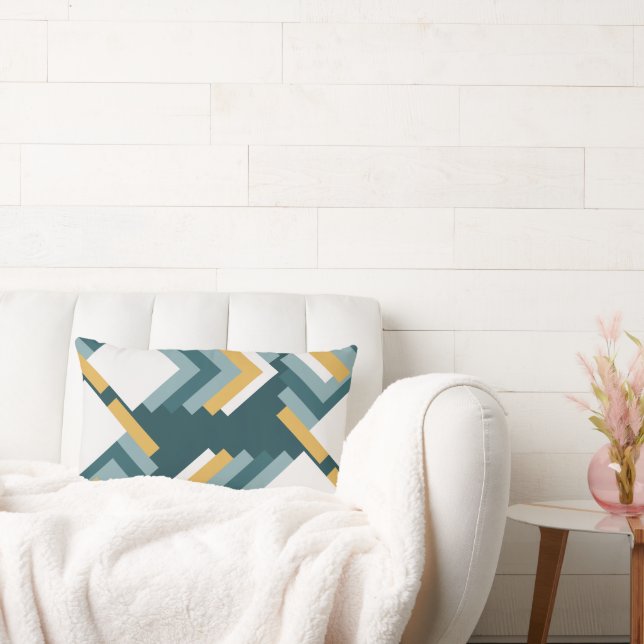 Cojín de moda en tonos verdes y mostaza kussen (Bank)