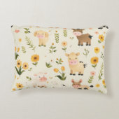 Cojín infantil de granja con animalitos y flores accent kussen (Achterkant)
