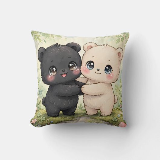 Cojín kawaii decorativo de dos ositos kussen (Voorkant)