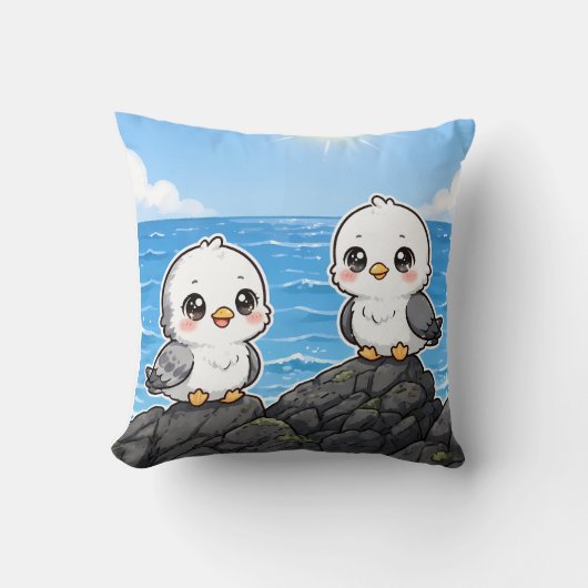 Cojín Kawaii Pichones en el Mar Kussen (Voorkant)