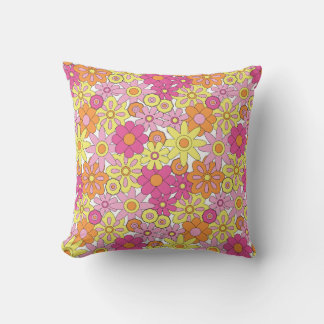 Cojín Psicodélico Floral Retro – Estilo 60s–70s co Kussen