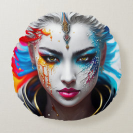 Cojín Redondo skin paint girl white Rond Kussen