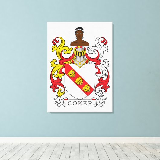 Coker Family Crest Canvas Afdruk (Insitu (Houten vloer))