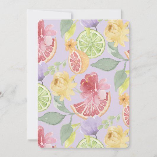 Coktail en Citrus Waterverf Florals sparen de datu Save The Date (Achterkant)