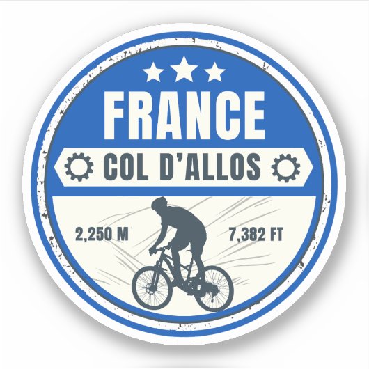 Col d'Allos, Franse Alpen fietstoer Sticker (Voorkant)