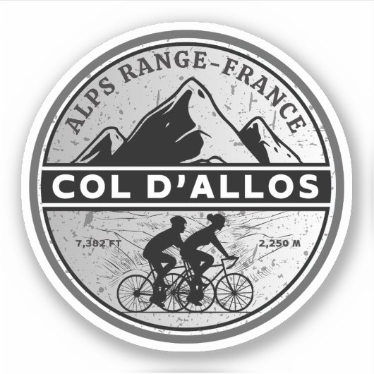 Col d'Allos, Franse Alpen fietstoer Sticker (Voorkant)