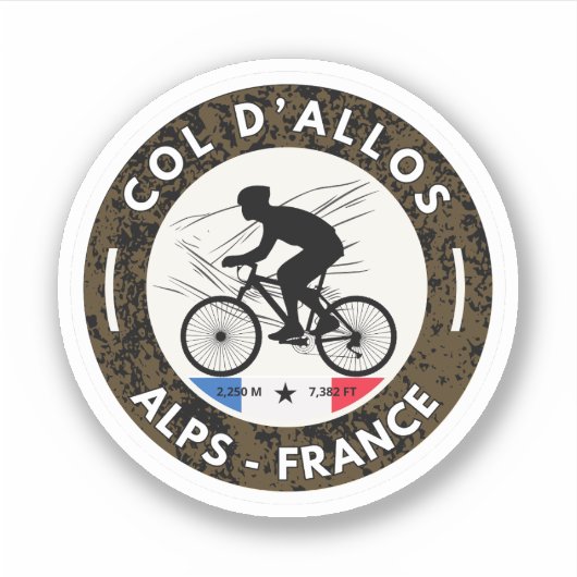Col d'Allos, Franse Alpen fietstoer Sticker (Voorkant)