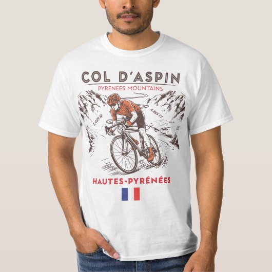 Col d'Aspin fietsshirt | Pyreneeën T-shirt (Voorkant)