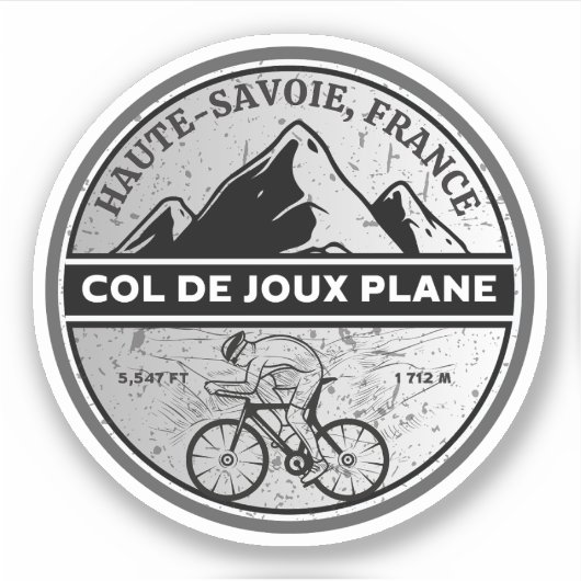 Col de Joux Vliegtuig Frans Alpes fietstocht Sticker (Voorkant)