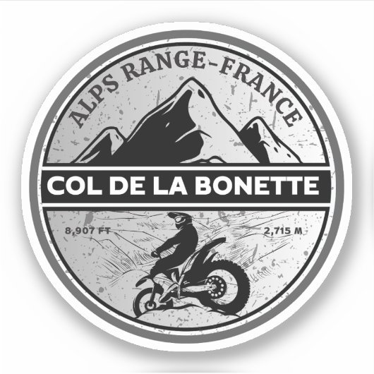 Col de la Bonette Franse Alpes motorfiets tour Sticker (Voorkant)