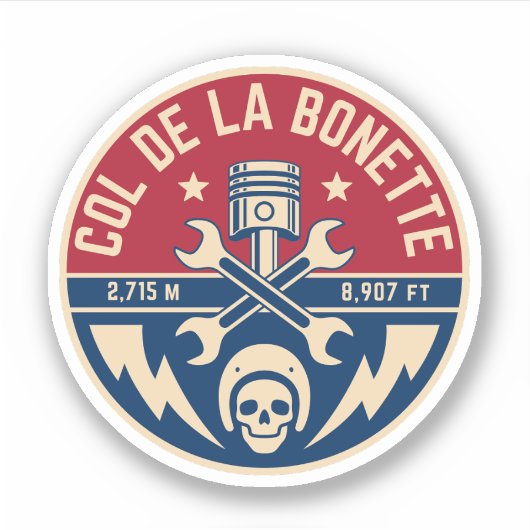 Col de la Bonette Franse Alpes motorfiets tour Sticker (Voorkant)