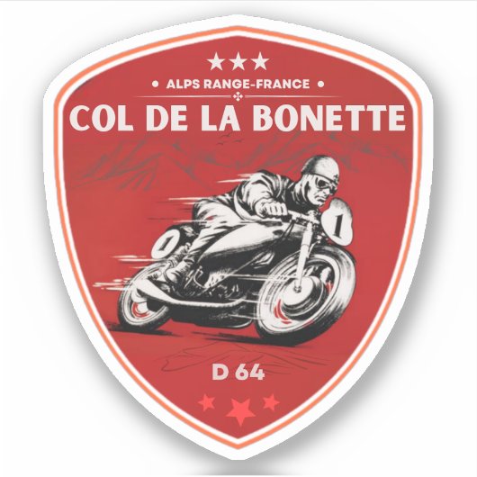 Col de la Bonette Franse Alpes motorfiets tour Sticker (Voorkant)