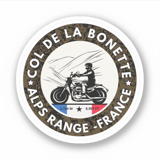 Col de la Bonette Franse Alpes motorfiets tour Sticker (Voorkant)