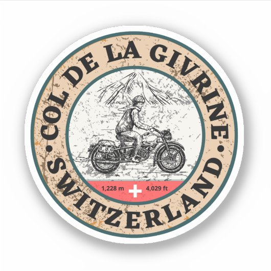 Col de la Givrine Swiss-Alps motorfietsgeschenken Sticker (Voorkant)