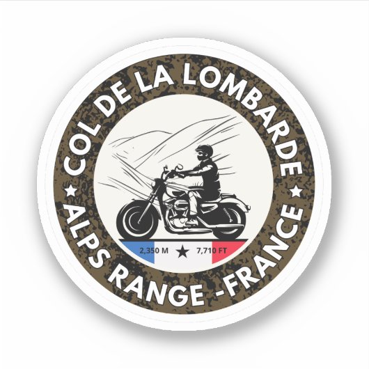 Col de la Lombarde Franse Alpen motortour cadeau Sticker (Voorkant)
