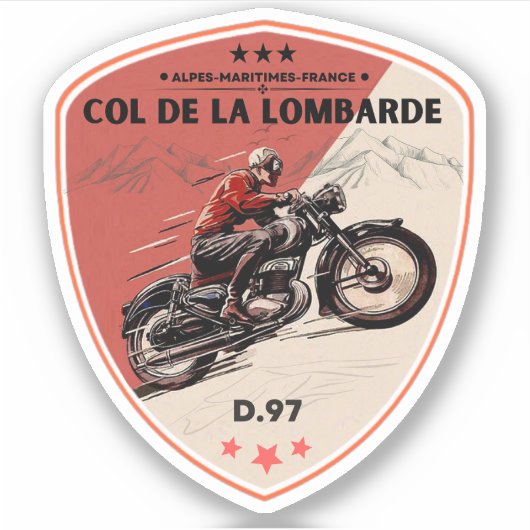 Col de la Lombarde Franse Alpen motortour Sticker (Voorkant)