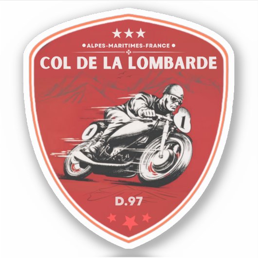 Col de la Lombarde Franse Alpes motorfiets geschen Sticker (Voorkant)