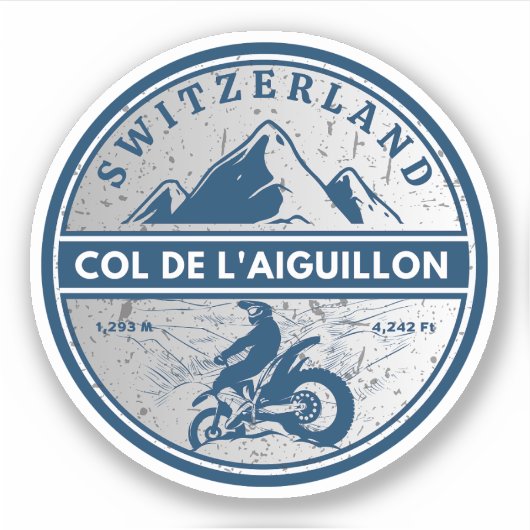 Col de l'Aiguillon Zwitserse Alpen motorfietsgesch Sticker (Voorkant)