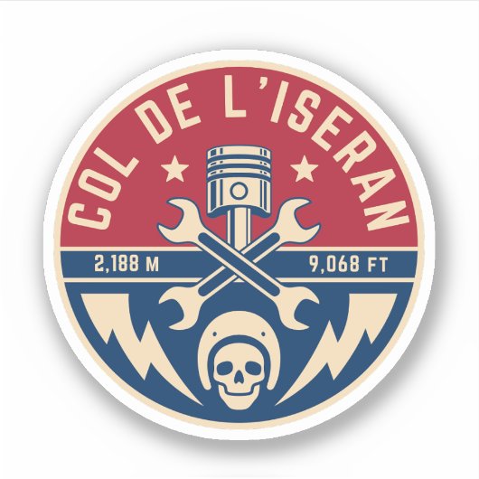 Col de l'Iseran Franse Alpen motorfietstocht Sticker (Voorkant)