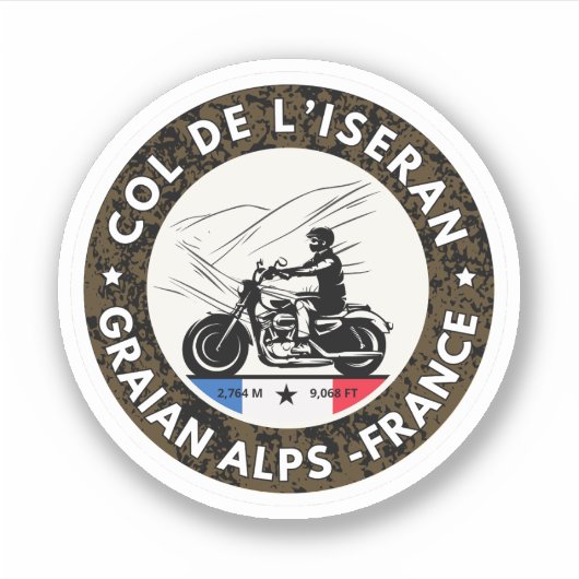 Col de l'Iseran Franse Alpen motorfietstoer Sticker (Voorkant)