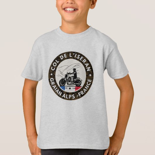 Col de l'Iseran Franse Alpes motorfiets tour T-shirt (Voorkant)
