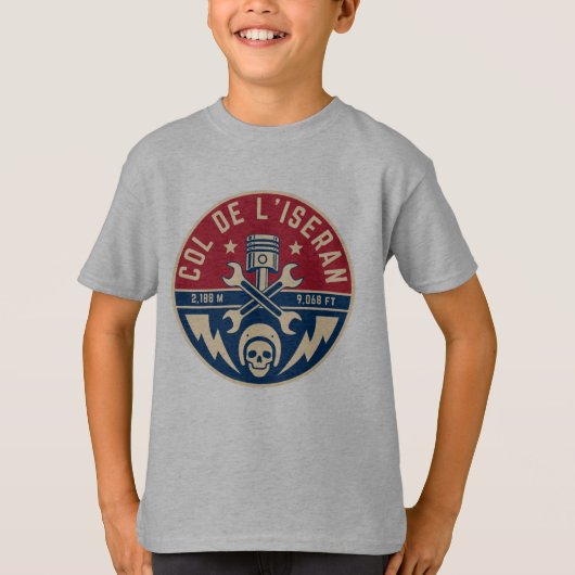 Col de l'Iseran Franse Alpes motorfiets tour T-shirt (Voorkant)