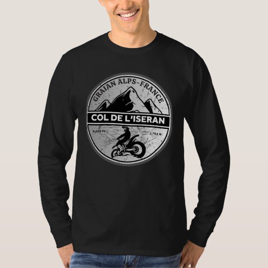 Col de l'Iseran Franse Alpes motorfiets tour T-shirt (Voorkant)