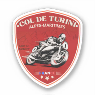 Col de Turini,  Alpes-Maritimes motorfiets sticker
