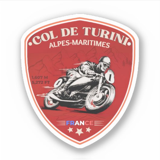 Col de Turini, Alpes-Maritimes motorfiets sticker (Voorkant)