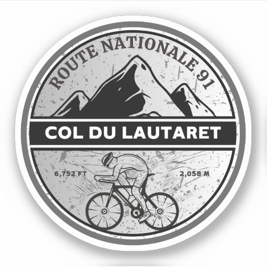 Col du Lautaret Franse Alpen fietstocht Sticker (Voorkant)