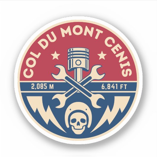 Col du Mont Cenis Frans massief Alpine fiets Sticker (Voorkant)