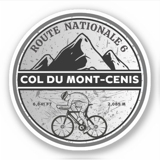 Col du Mont Cenis Franse massief alpine fiets Sticker (Voorkant)