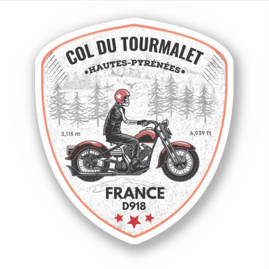 Col du Tourmalet-Franse bergpas trip motobik Sticker (Voorkant)