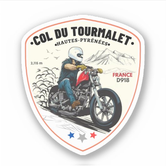 Col du Tourmalet-franse bergpas trip motobik Sticker (Voorkant)