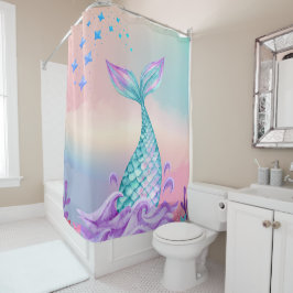 Cola de sirena mágica con fondo de ensueño douchegordijn