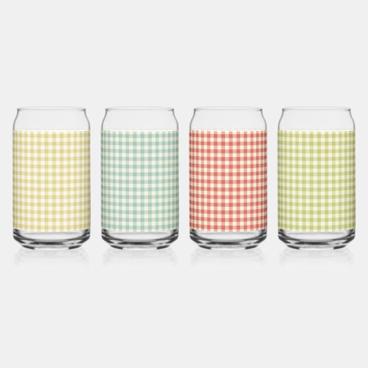 cola kan glazen retro geruite stijl set (Voorkant)