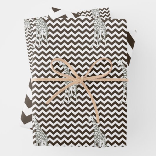 Cola Safari Chevron met Pop Art Giraffe Inpakpapier Vel (In situ)