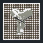 Cola Safari Dot met Pop Art Elephant Vierkante Klok<br><div class="desc">Mod polka-puntenpatroon in het Safari-kleurenpalet van Emporio Moffa met Pop Art Elephant-design op voorzijde en gewone stippen op achterzijde.</div>