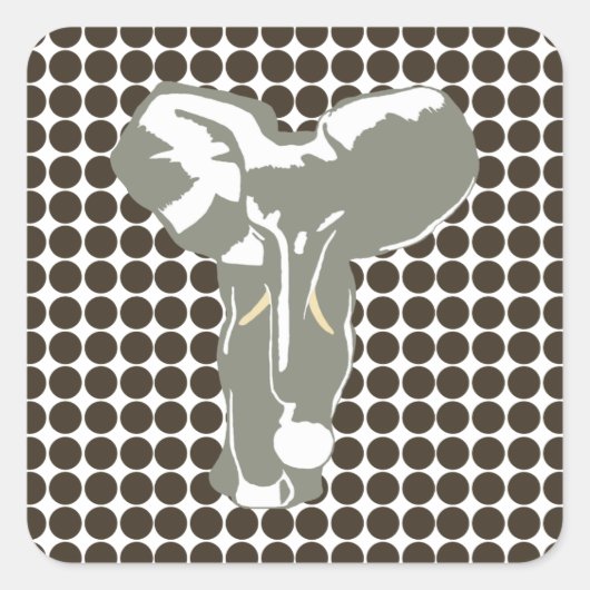 Cola Safari Dot met Pop Art Elephant Vierkante Sticker (Voorkant)