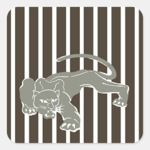 Cola Safari Stripe met Leopard Vierkante Sticker