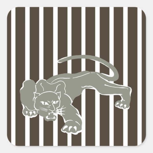 Cola Safari Stripe met Leopard Vierkante Sticker (Voorkant)