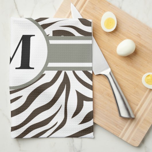 Cola Safari Zebra met monogram Theedoek (Quarter Fold)