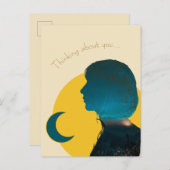 Colagem Artística Azul "Thinking About You" Briefkaart (Voorkant / Achterkant)