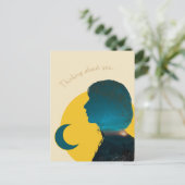 Colagem Artística Azul "Thinking About You" Briefkaart (Staand voorkant)