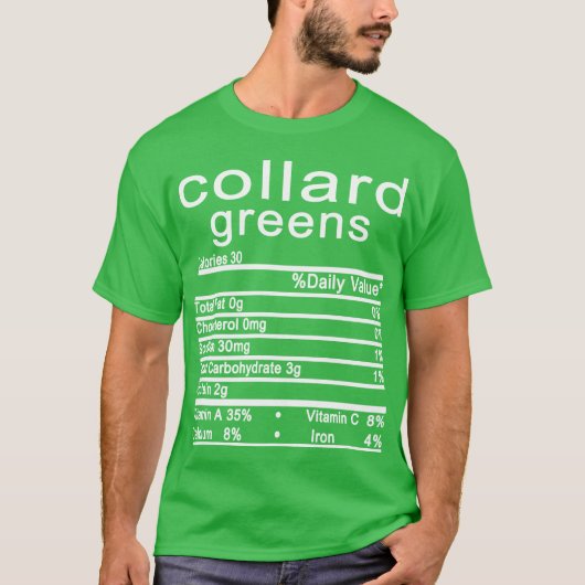 Colard green Nutrition Facts lable T-shirt (Voorkant)