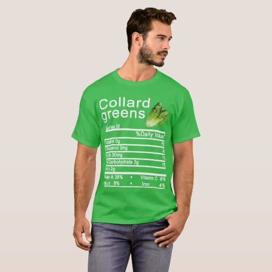 colard green Nutrition Facts Thanksgiving T-shirt (Voorkant volledig)